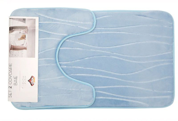 Set 2 covoare baie Waves Casa Plastor 75x45 cm bleu 