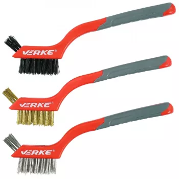 Set de 3 perii de sarma otel inox alama nylon V05285 