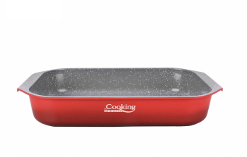 Tavsa cuptor din aluminiu turnat acoperire ceramica dubla 39.5× 26 CM Rosie