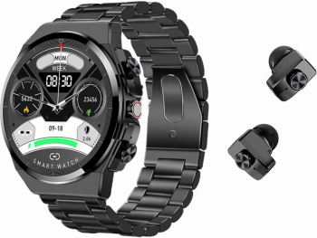 Ceas Smartwatch 2in1 cu CASTI Wireless Ecran tactil de 1.28 inch Bluetooth stereo Muzica MP3 Apelare Calori Waterproof Ritm cardiac