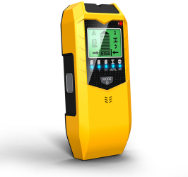 Detector 5-in-1 Scaner de Perete Localizare Cabluri Electrice Metale Lemn Profile Rigips Tevi Armatura Ecran LCD Galben