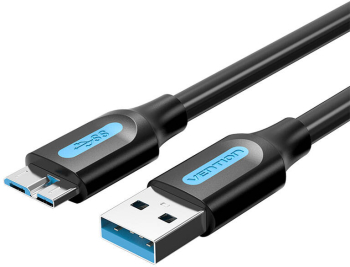 Cablu Plat Usb 3.0 A La Micro-b Vention Copbi 2a 3m Negru Pvc 