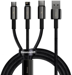 Cablu Usb 3 in 1 Baseus Tungsten Gold Usb La Micro Usb / Usb-c / Lightning 3 5 A 1 5 M negru 