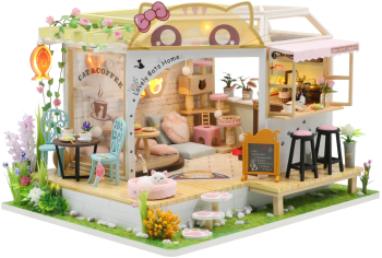 Casa in miniatura 3D Cat Cafe Garden DIY 23.5x19x16.5 cm 