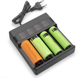 Incarcator Li-ion MRG MS484AX Pentru Acumulator 10440 14500 16340 16650 14650 18350 18500 18650 De 3 7V 4 Slot 4Ah 220V Negru