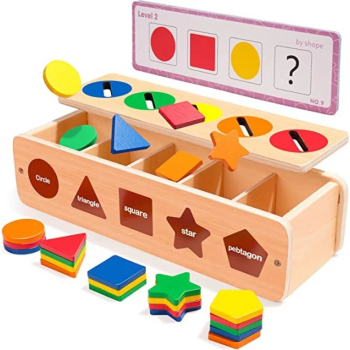 Jucarie educationala sortare asociere culori si forme 39 piese 29 x 7.5 x 9.5 cm 