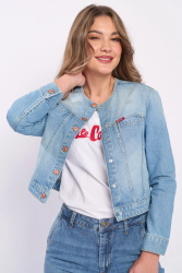 Jacheta dama din denim cu aspect decolorat Marime XS Culoare LIGHT BLUE LEE COOPER