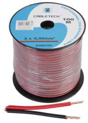 Cablu difuzor CCA 2x0.50mm roșu/negru 100m