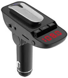 Modulator Auto FM Spacer Bluetooth 5.0 2 porturi USB maxim 5V3.1A casca detasabila 100mAh slot muzica USB microSD Negru