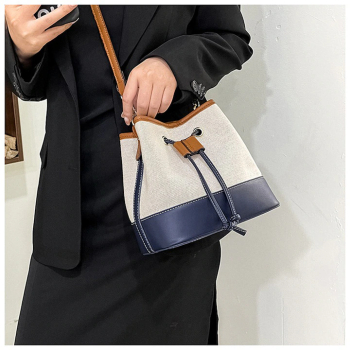 Dollcini Geanta de umar eleganta pentru femei Tote Bag lux alb si albastru 