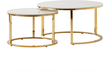Set 2 mese de cafea auriu/imitatie de marmura DEVNET 2 NEW Sani 