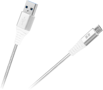Cablu USB - micro USB Rebel 100 cm alb