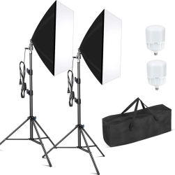 Kit 2 softbox cu 2x becuri de LED 35W si geanta transport Negru 