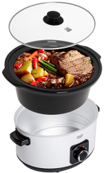 Multicooker Slow Cooker AD6413W din ceramica cu gatire lenta cronometru programare pornire 5.8L 300W alb 