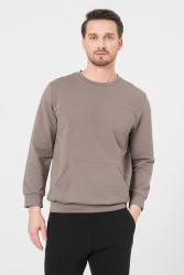 BLUZA COTON CASUAL BARBATI TAUPE-XXL 