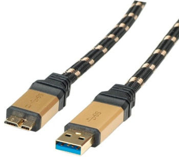 Cablu Roline USB 3.0 la micro USB-B Gold T-T 0.8m Negru 
