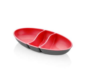 TAVA APERITIV 3 COMPART 25.5x15x3CM ROSU 