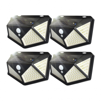 Set 4 x Lampi solare 100 LED cu senzor de miscare 600LM 3 moduri de functionare 1800mAh 