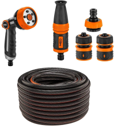 Furtun de gradina antirasucire 6 straturi 50 m cu pistol stropit si 4 accesorii 1/2 NEO 