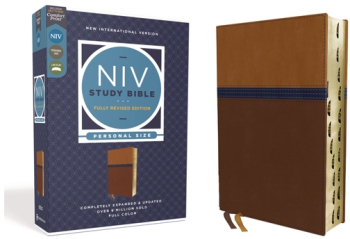 NIV Study Bible Fully Revised Edition Personal Size Leathersoft Brown Blue Red Letter Thumb Inde 