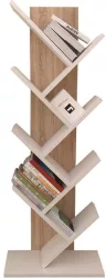 Biblioteca Sani Retro - Alb cu Stejar Sonoma 
