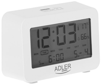 Ceas desteptator Adler 3 alarme 2 x AA Alb 