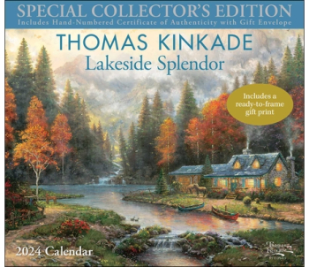 Thomas Kinkade Special Collector s Edition 2024 Deluxe Wall Calendar with Print Lakeside Splendor - T 