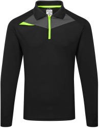 Bluza subtire de lucru cu guler polo material premium respirabil si racoros - Portwest DX414 - negru L 