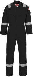 Combinezon ignifug si antistatic subtire si usor din bumbac - Portwest Bizflame Plus FR21 - negru XXL 