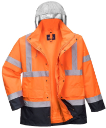 Jacheta 4-in-1 impermeabila vesta termica inclusa - Portwest S471 - portocaliu/bleumarin S 