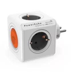 Fisa in forma de cub 4 prize schuko cu intrerupator gri Allocacoc 