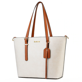 Dollcini Geanta de mana pentru femei eleganta piele PU la moda geanta eleganta calatorie/munca/ocazional alb 