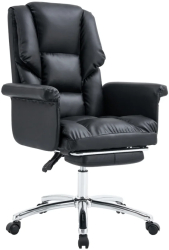 Fotoliu de birou cu suport pentru picioare piele ecologica neagra RODIK Sani 66x64x106-116 cm 