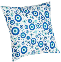 Perna Decorativa de Vara Alba cu Imprimeu Ochi Albastri 40x40cm 