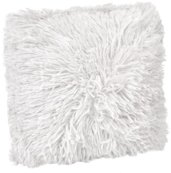 Perna Decorativa din Imitatie de Blana Shaggy Alba 25x25cm 