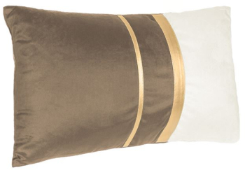 Perna Decorativa Maro Ecru Velvet Dungi Aurii 50x30cm 
