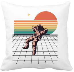 Perna Decorativa Astronaut To the Moon 40x40 cm Alba Mata Husa Detasabila Burduf 