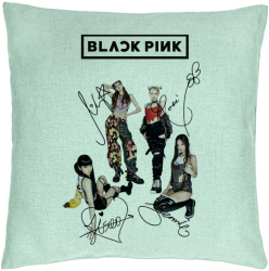Perna Decorativa BlackPink cu Semnaturi Model 1 40x40 cm Verde Menta Husa Detasabila Burduf 