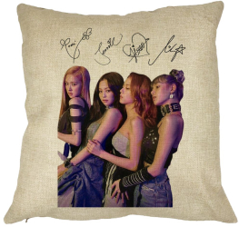 Perna Decorativa BlackPink cu Semnaturi Model 3 40x40 cm Husa Detasabila Burduf 