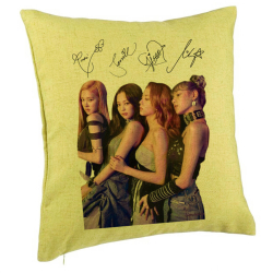 Perna Decorativa BlackPink cu Semnaturi Model 3 40x40 cm Verde Husa Detasabila Burduf