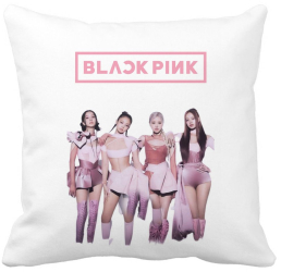 Perna Decorativa BlackPink Model 1 40x40 cm Alba Mata Husa Detasabila Burduf 