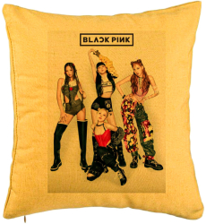 Perna Decorativa BlackPink Model 2 40x40 cm Galben Husa Detasabila Burduf 