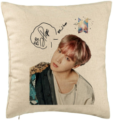 Perna Decorativa BTS J-hope 40x40 cm Bej Husa Detasabila Burduf 