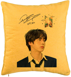Perna Decorativa BTS Jin 3 40x40 cm Galben Husa Detasabila Burduf 