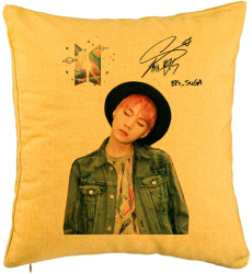 Perna Decorativa BTS Suga 2 40x40 cm Galben Husa Detasabila Burduf 