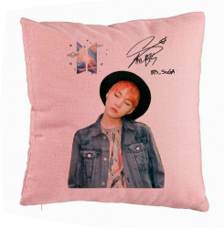 Perna Decorativa BTS Suga 2 40x40 cm Roz Husa Detasabila Burduf 