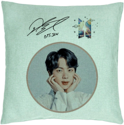 Perna Decorativa BTS Suga 40x40 cm Verde Menta Husa Detasabila Burduf 