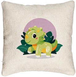 Perna Decorativa Canapea Model Baby Dinozaur Verde cu Peisaj 40x40 cm Cu fermoar 