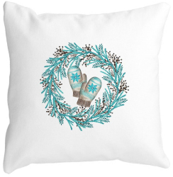 Perna Decorativa Coronita de Craciun 40x40 cm Alba Mata Husa Detasabila Burduf 