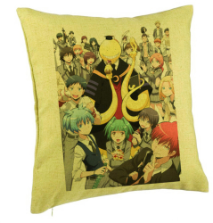 Perna Decorativa cu Assasination Classroom 40x40 cm Verde Husa Detasabila Burduf 